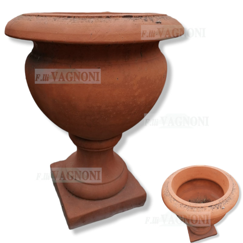 VASO A CALICE LISCIO IN TERRACOTTA TOSCANA CM.75